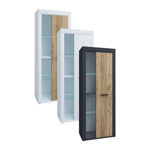 VCM Highboard Usilo aus Holz mit Glastür und Drehtüren, H x B x T: 159 x 60 x 35 cm