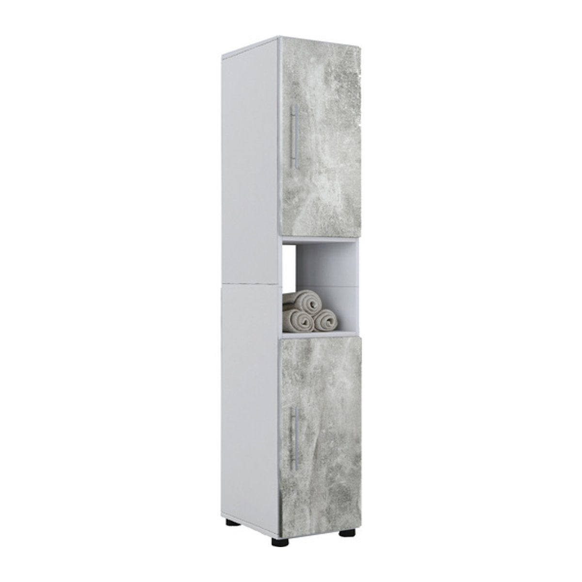 VCM Hochschrank Flandu Badezimmerschrank in Weiß und Grau mit Drehtüren, B/H/T: 31 x 160 x 32 cm - Bild 3