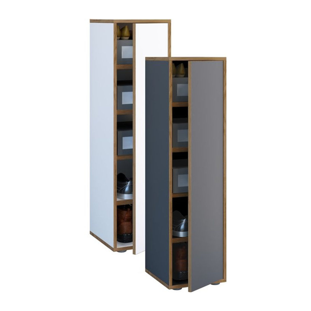 VCM Holz-Schuhschrank Salia Allzweckschrank mit 5 Fächern und Drehtüren, Modern, B/T/H: 30 x 33 x 110 cm - Bild 1