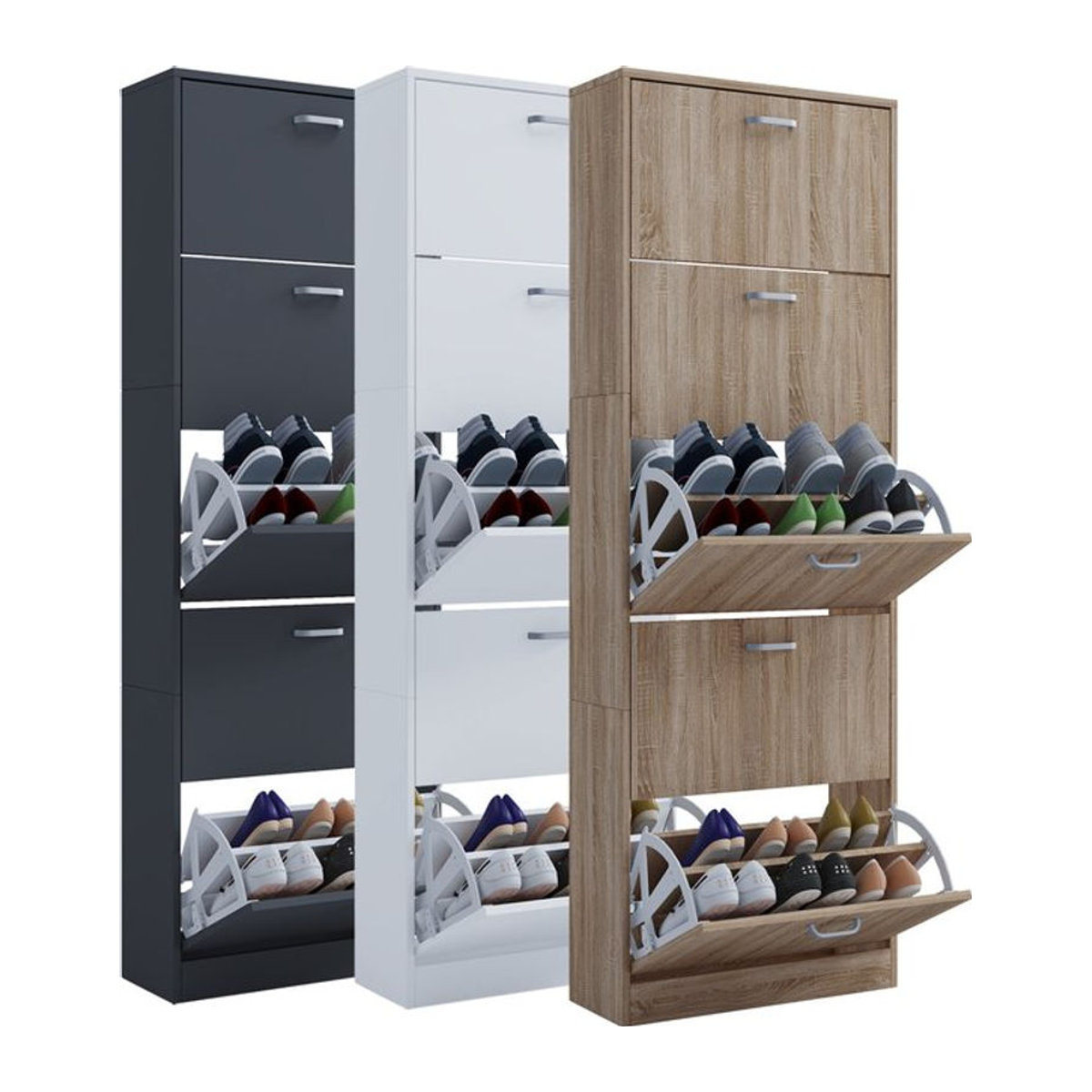 VCM Holz Schuhschrank Sipos XL Modern mit 5 Drehtüren H x B x T: 170 x 59 x 22 cm - Bild 1