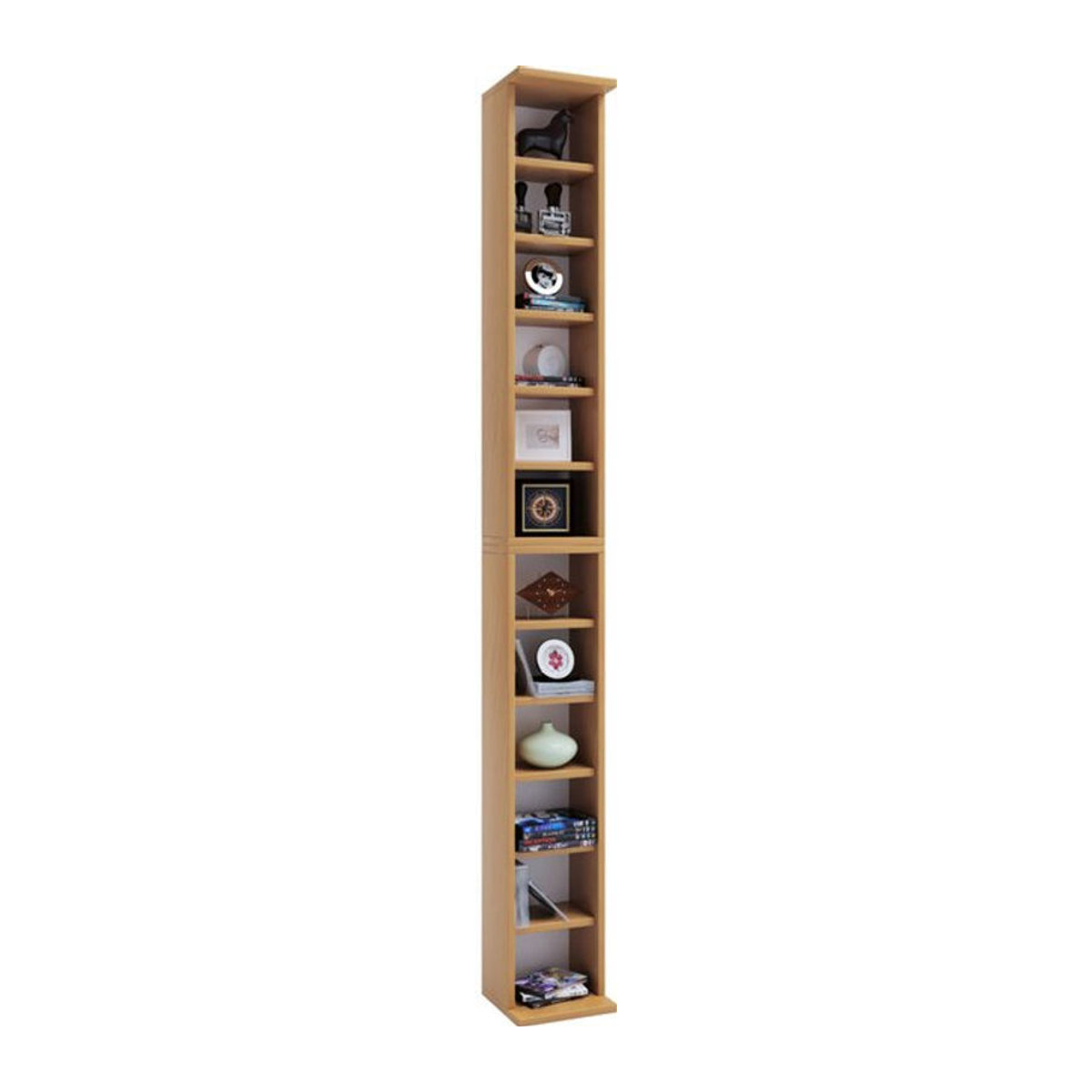 VCM Holzregal Bigol in Buche Natur für CDs und DVDs, freistehend, H: 180 cm, B: 21 cm, T: 20 cm - Bild 1