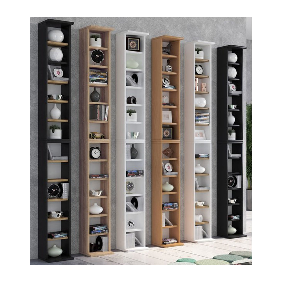 VCM Holzregal Bigol in Buche Natur für CDs und DVDs, freistehend, H: 180 cm, B: 21 cm, T: 20 cm - Bild 2