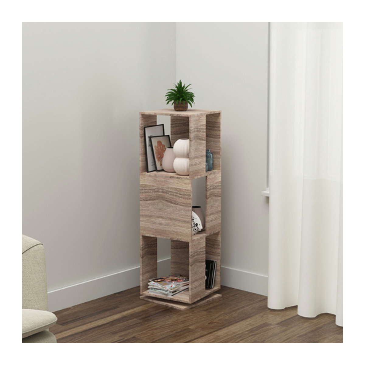 VCM Holzregal Stifta XL, braun, B/T/H: 34 x 34 x 109 cm - Bild 3