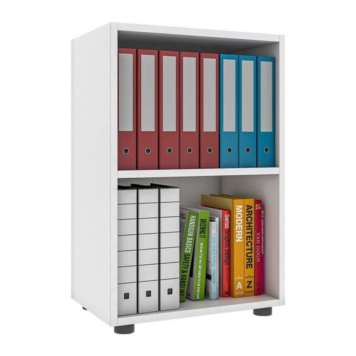 VCM Holzregal Ulas 2f als freistehendes Büroregal in Weiß, H x B x T: 74 x 49 x 32 cm - Bild 1