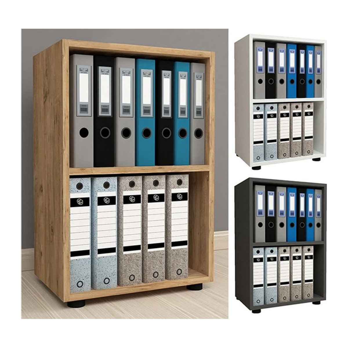 VCM Holzregal Ulas 2f als freistehendes Büroregal in Weiß, H x B x T: 74 x 49 x 32 cm - Bild 2