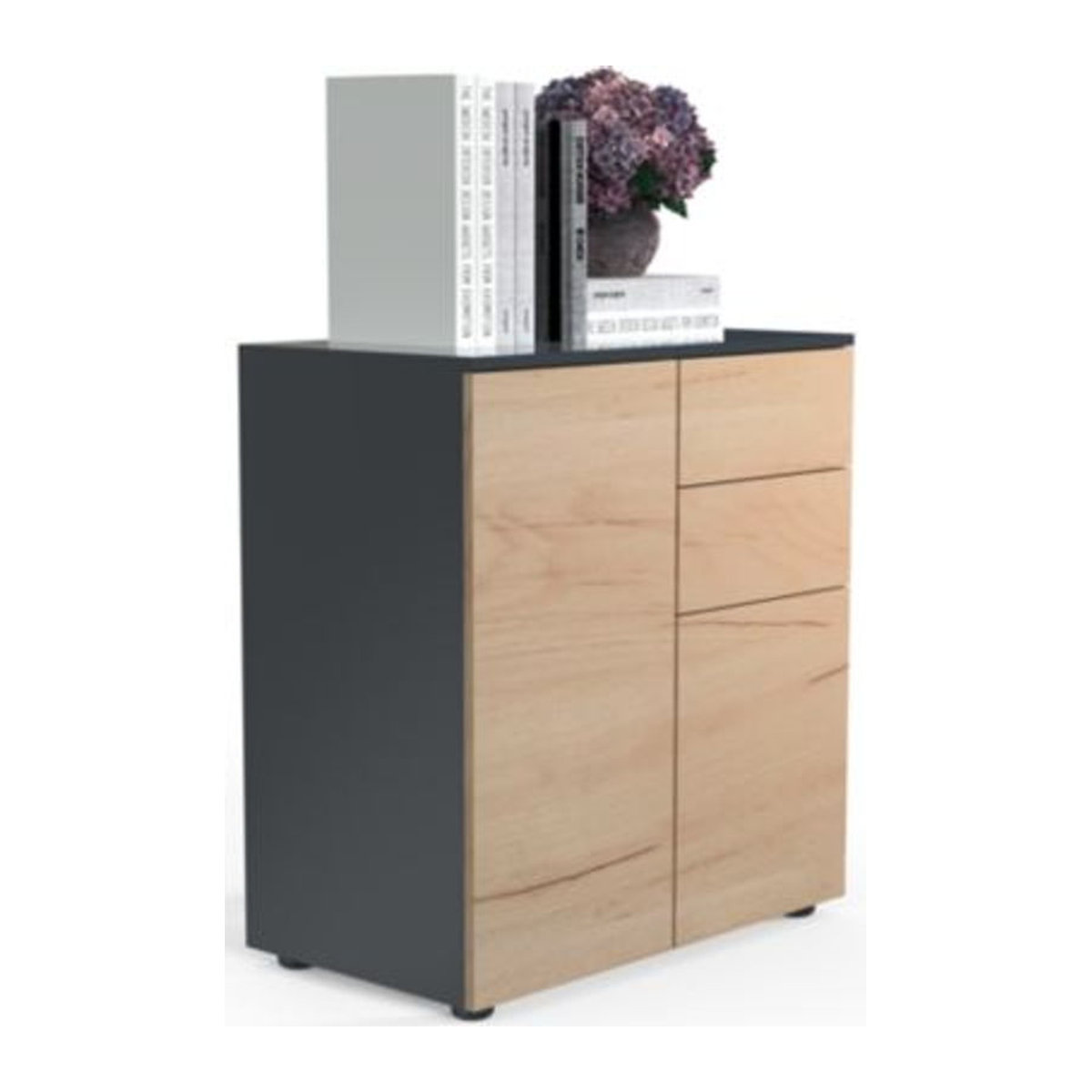 VCM Kommode Dalosa Modern mit 4 Fächern und 2 Schubladen, Holz, Anthrazit/Honig-Eiche, B/T/H: 70 x 39 x 77 cm - Bild 4