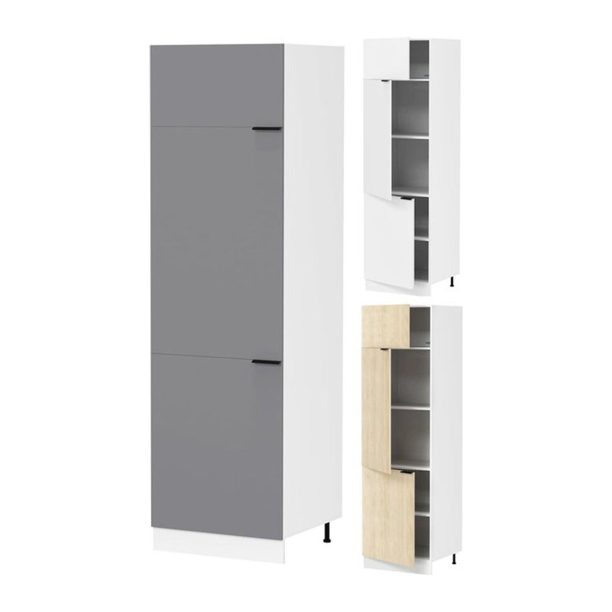 VCM Küchenschrank Fasola Vorratsschrank aus Metall mit Drehtüren in Schwarz/Weiß, H x B x T: 207 x 60 x 57 cm - Bild 1