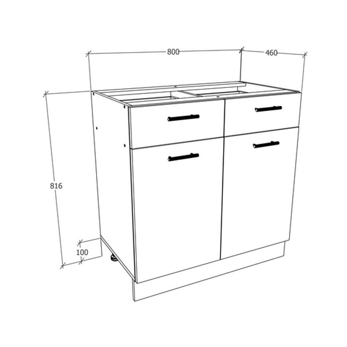 VCM Küchenunterschrank Esilo in Beige mit Schublade und Drehtüren, B/T/H: 80 x 46 x 82 cm - Bild 3