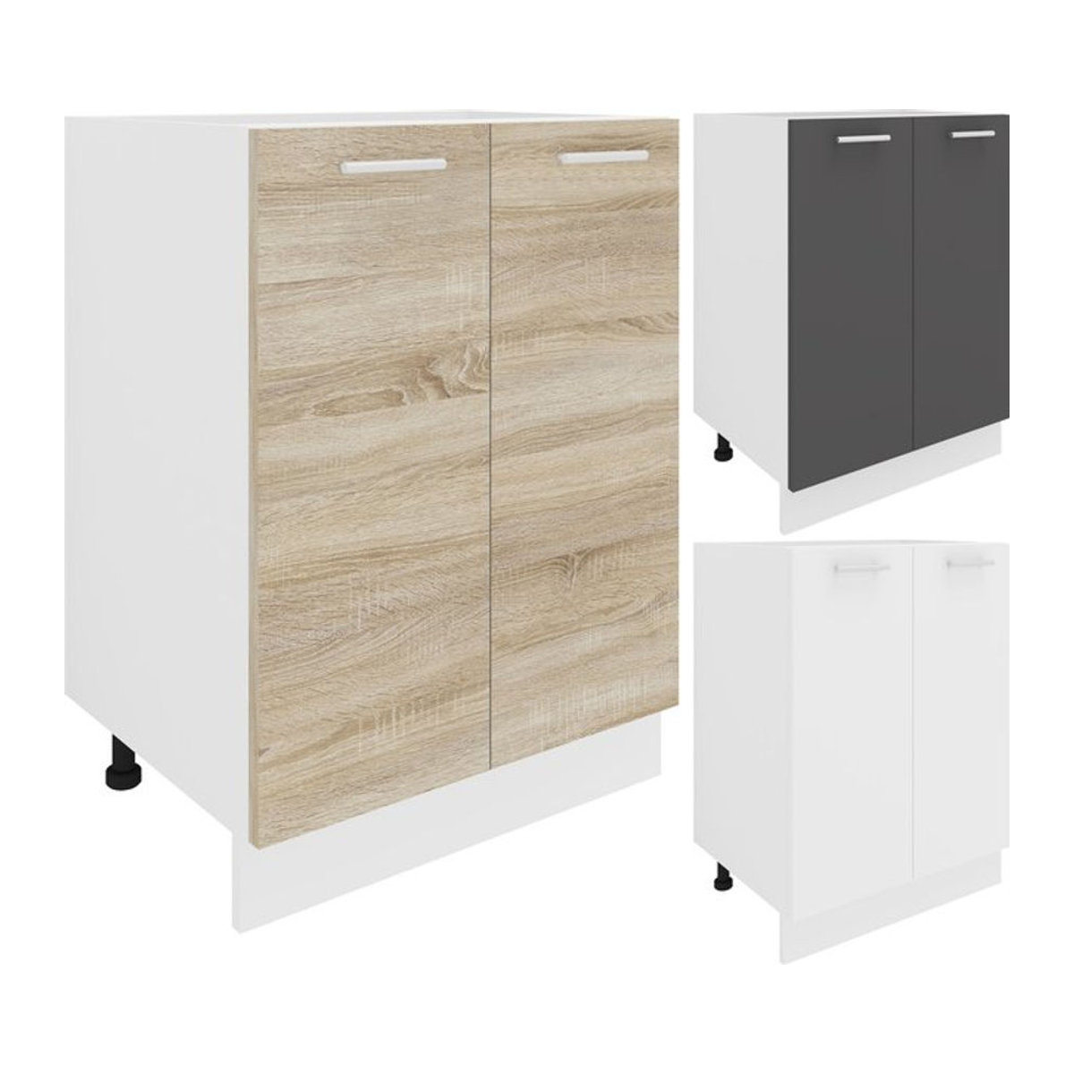 VCM Küchenunterschrank Modern mit zwei Drehtüren, Weiß, H x B x T: 82 x 60 x 46 cm - Bild 1