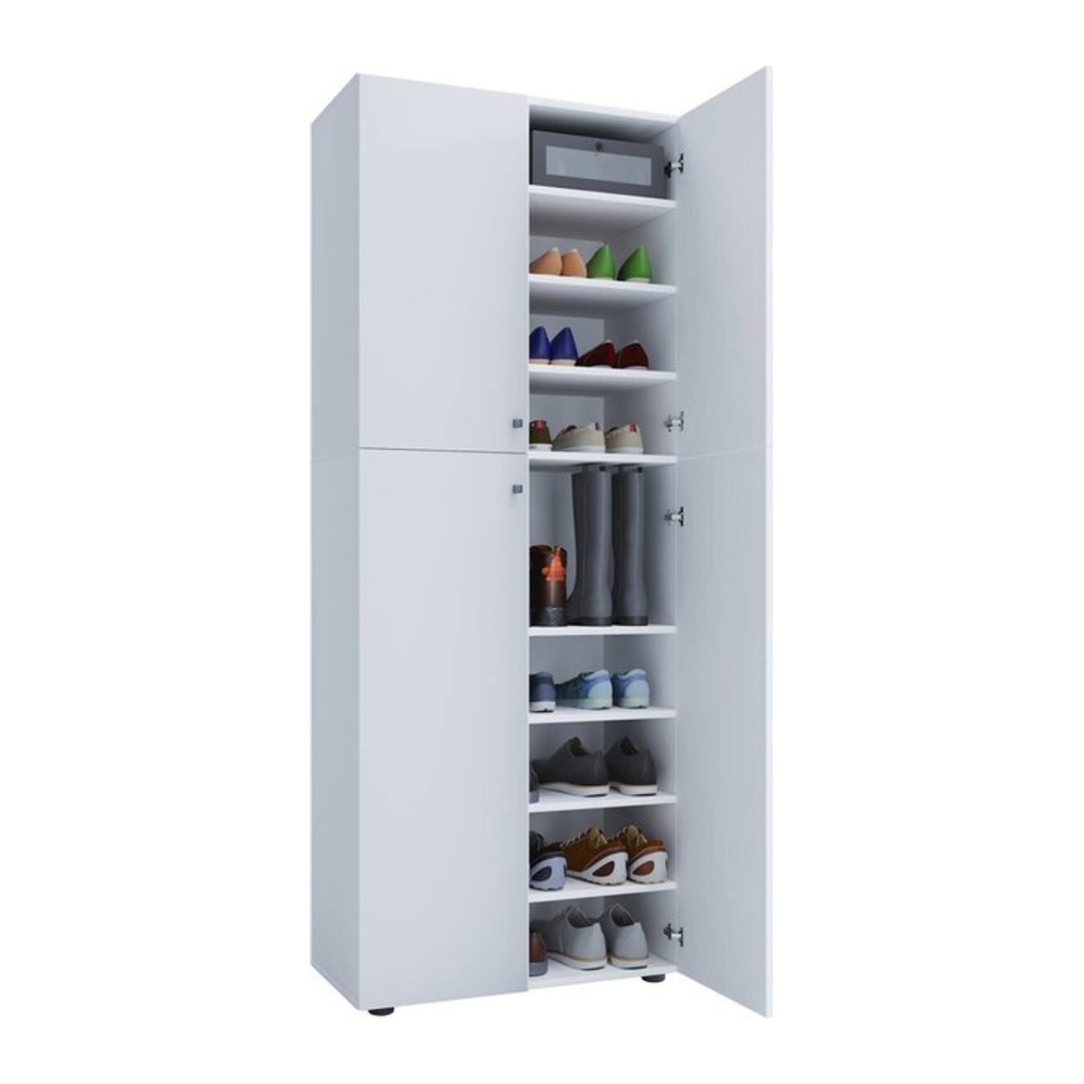 VCM Lona Schuhschrank aus Holz in Weiß mit 4 Drehtüren, B/H/T: 70 x 184 x 40 cm - Bild 2