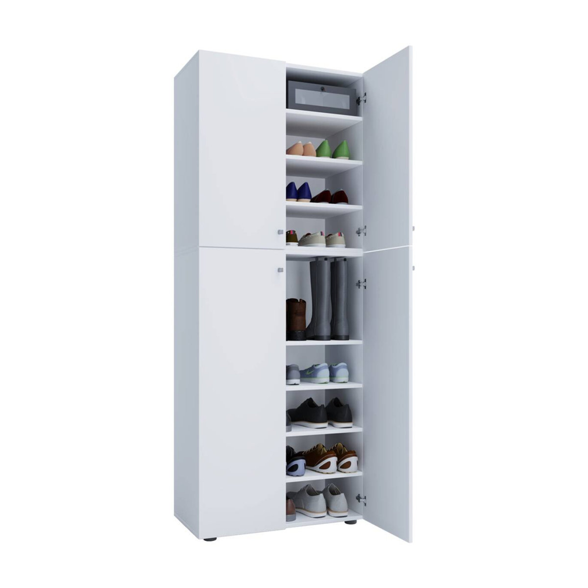 VCM Lona Schuhschrank aus Holz in Weiß mit 4 Drehtüren, B/H/T: 70 x 184 x 40 cm - Bild 3