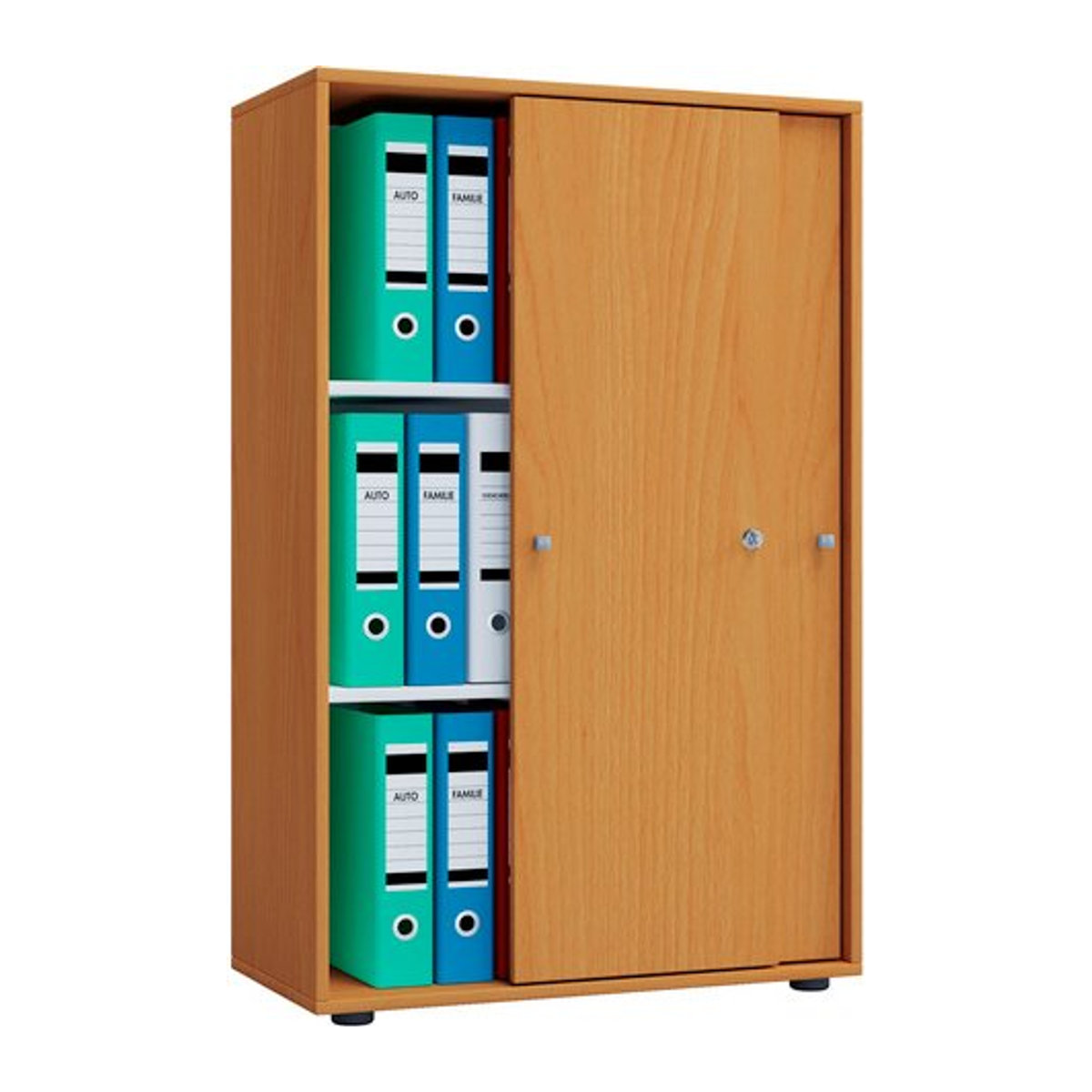 VCM Lona XL Aktenschrank mit Schiebetüren aus Holzwerkstoff, Buche-Dekor, abschließbar, B 70 cm, H 105 cm, T 40 cm - Bild 1
