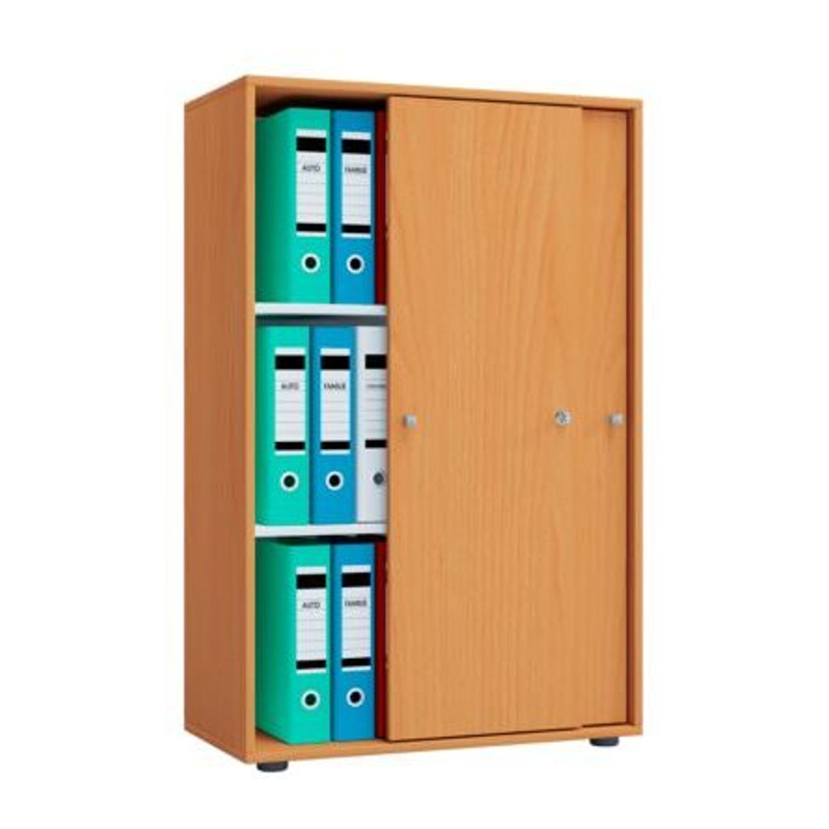 VCM Lona XL Aktenschrank mit Schiebetüren aus Holzwerkstoff, Buche-Dekor, abschließbar, B 70 cm, H 105 cm, T 40 cm - Bild 2