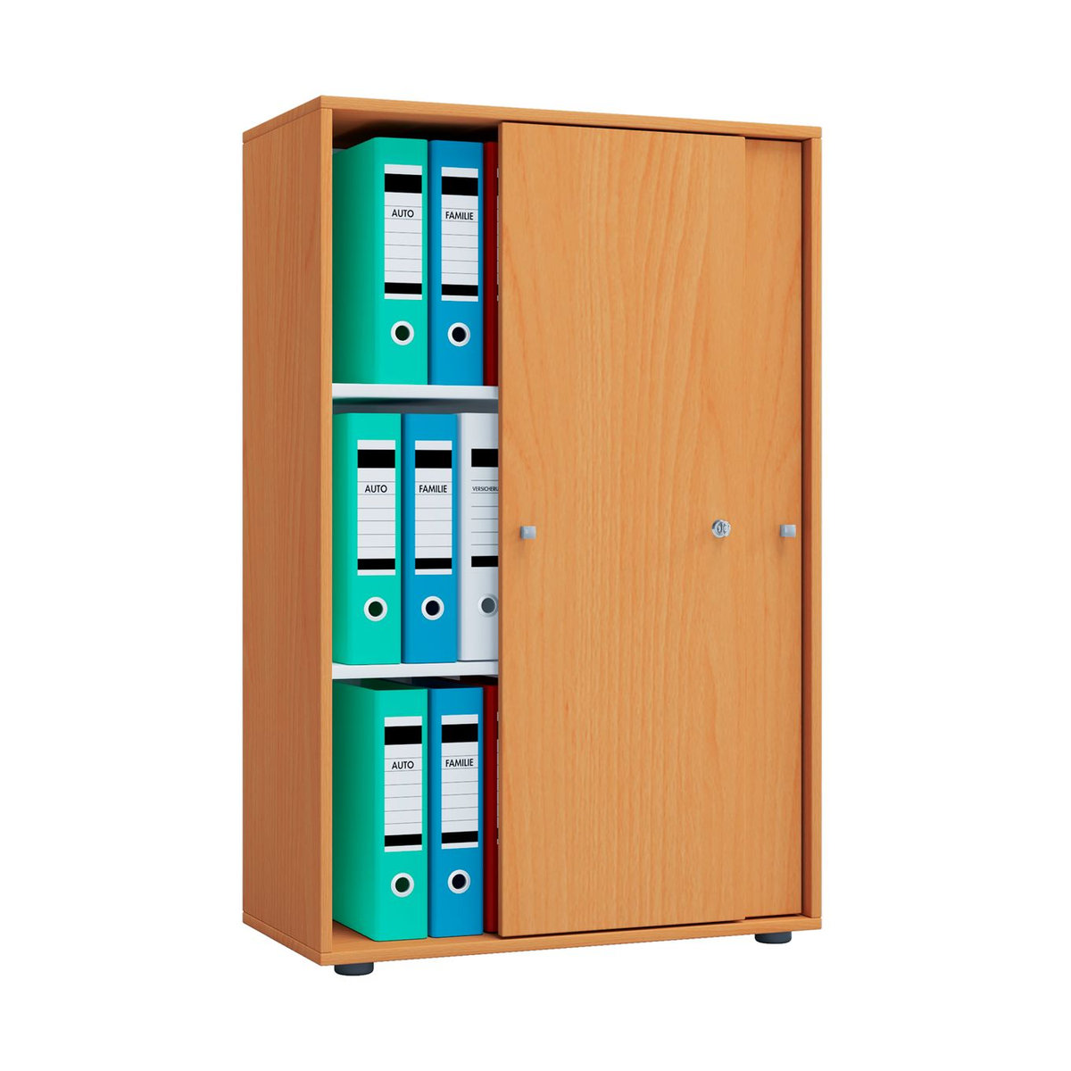 VCM Lona XL Aktenschrank mit Schiebetüren aus Holzwerkstoff, Buche-Dekor, abschließbar, B 70 cm, H 105 cm, T 40 cm - Bild 3