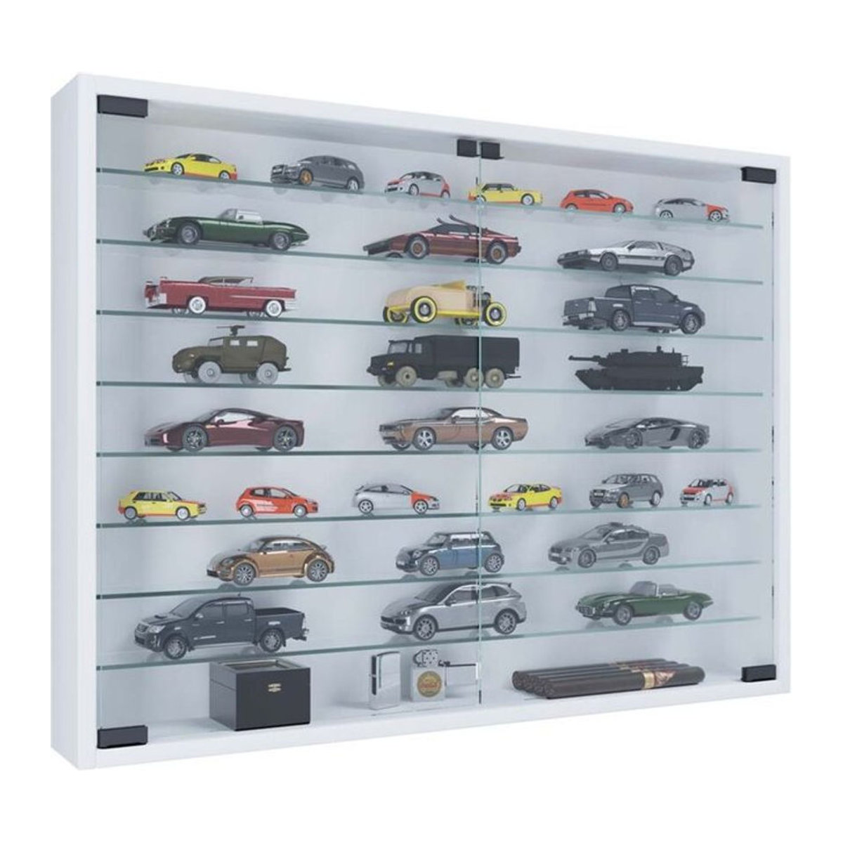 VCM Mandosa XXL Hängevitrine aus Glas in Weiß mit ESG-Sicherheitsglas und Drehtüren, H x B x T: 60 x 80 x 10 cm - Bild 2