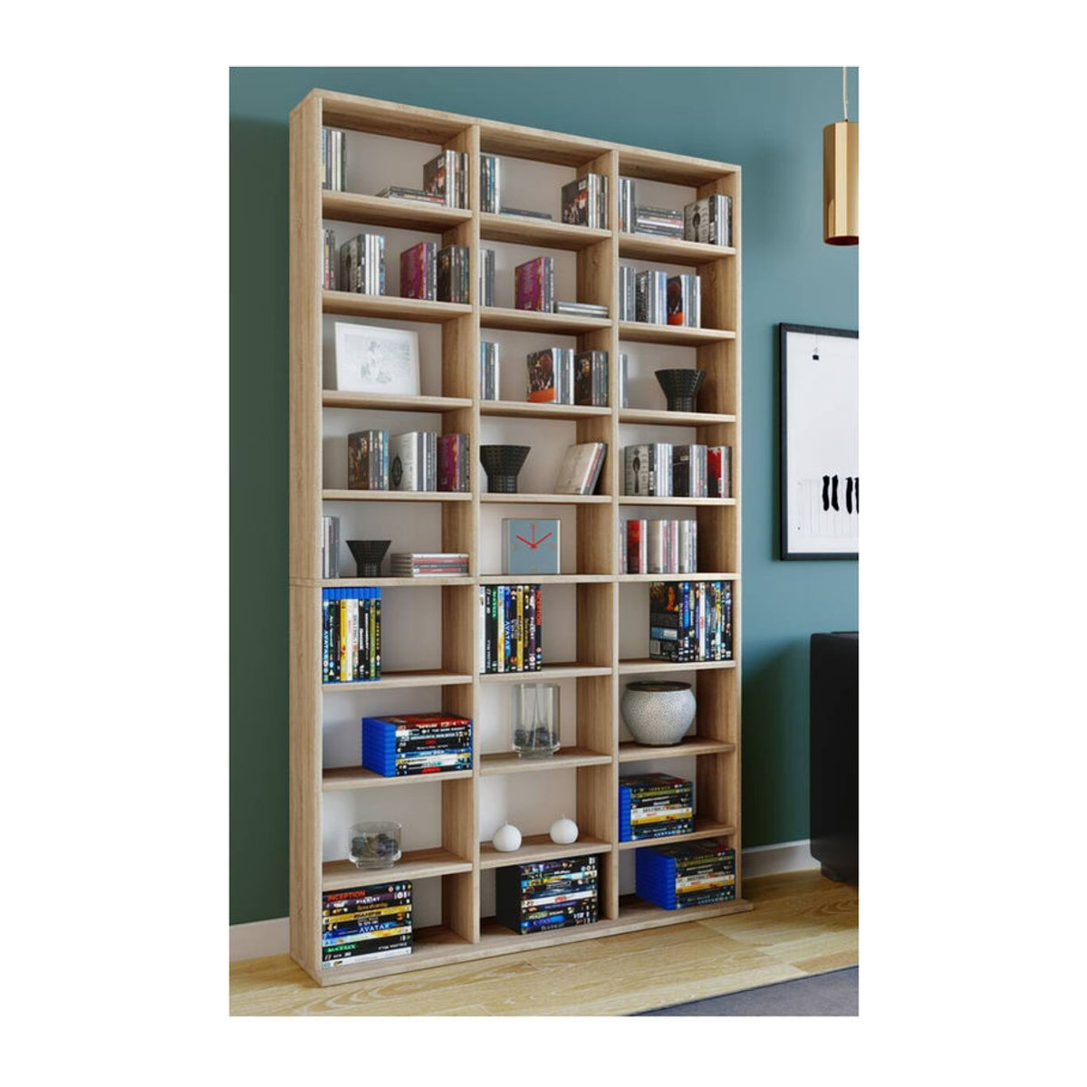 VCM Megosa Maxi Bücherregal aus Holzwerkstoff in Eiche Natur Braun, H x B x T: 181 x 102 x 23 cm - Bild 4