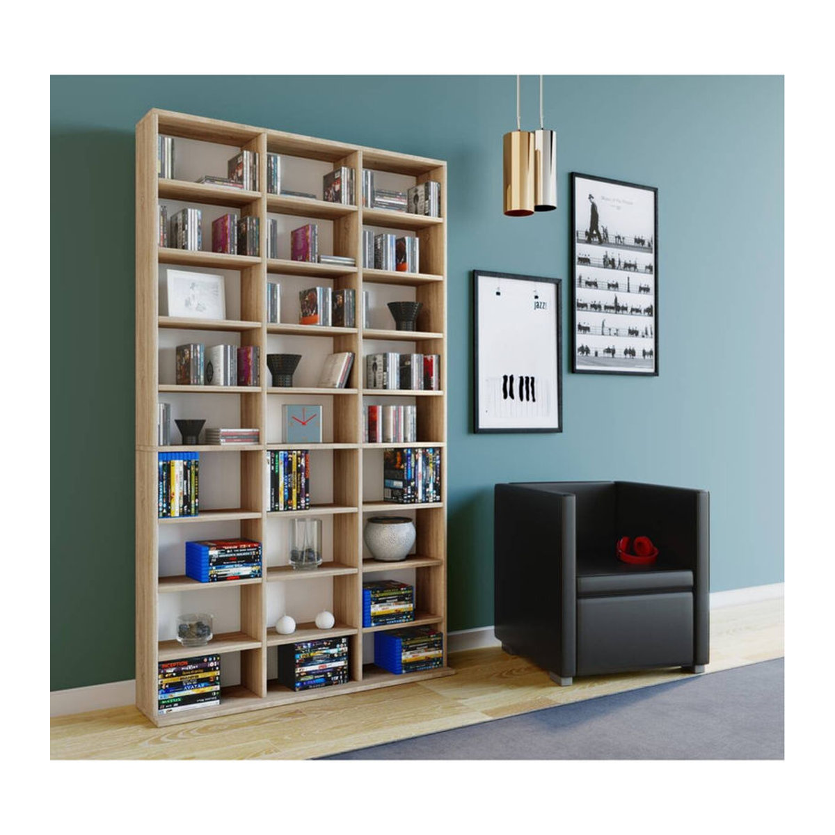 VCM Megosa Maxi Bücherregal aus Holzwerkstoff in Eiche Natur Braun, H x B x T: 181 x 102 x 23 cm - Bild 5