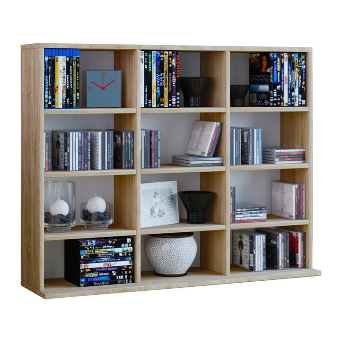 VCM Megosa Mini Holzregal in Eiche Natur Braun, freistehendes Bücherregal für CDs und DVDs, H x B x T: 82 x 102 x 23 cm - Bild 1