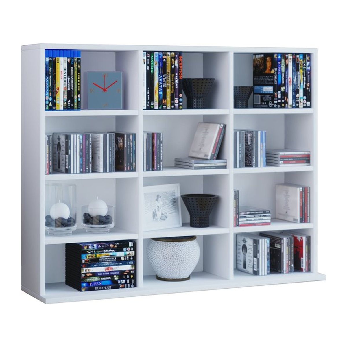 VCM Megosa Mini Holzregal weiß, freistehendes Bücherregal für CDs und DVDs, H x B x T: 83 x 102 x 23 cm - Bild 1