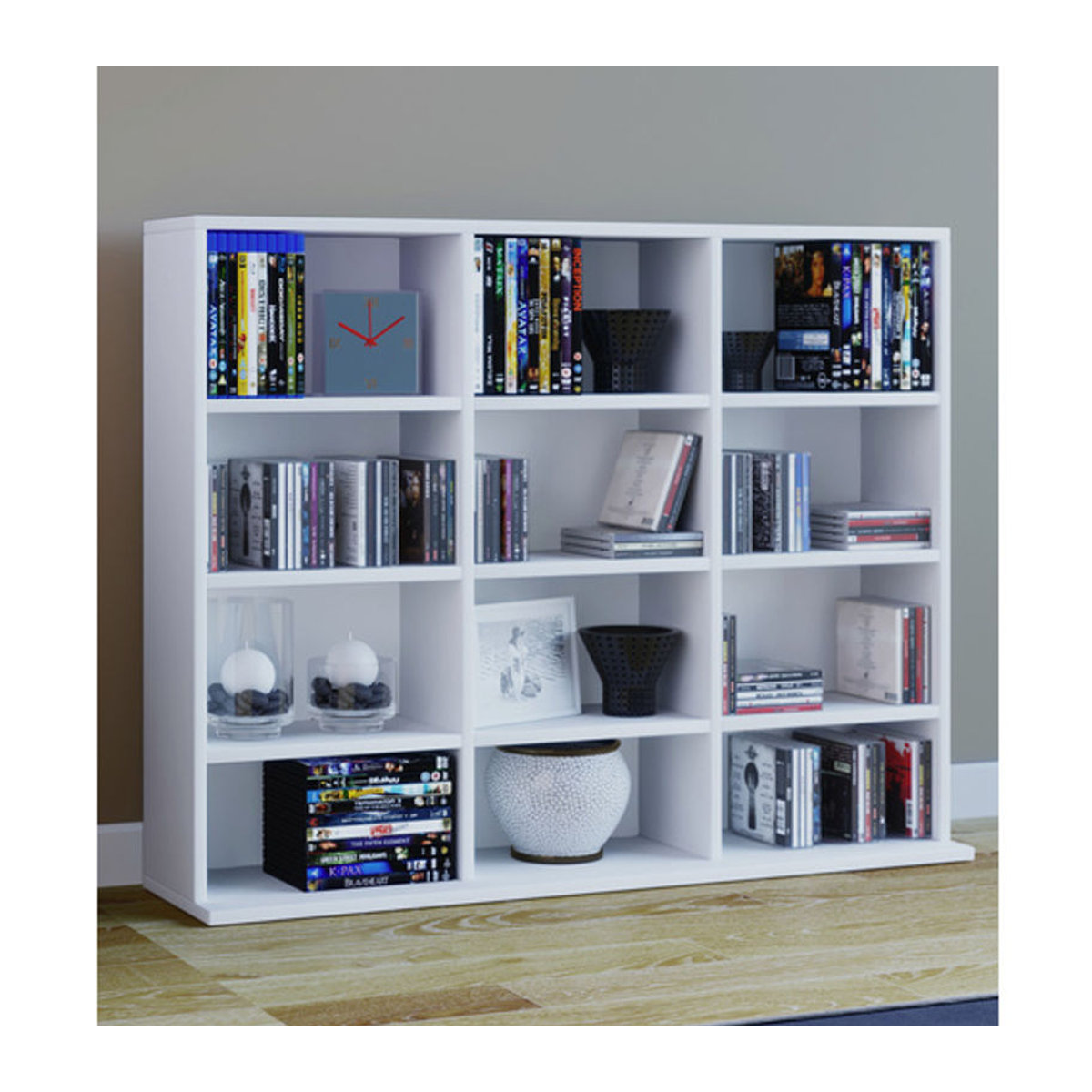 VCM Megosa Mini Holzregal weiß, freistehendes Bücherregal für CDs und DVDs, H x B x T: 83 x 102 x 23 cm - Bild 2