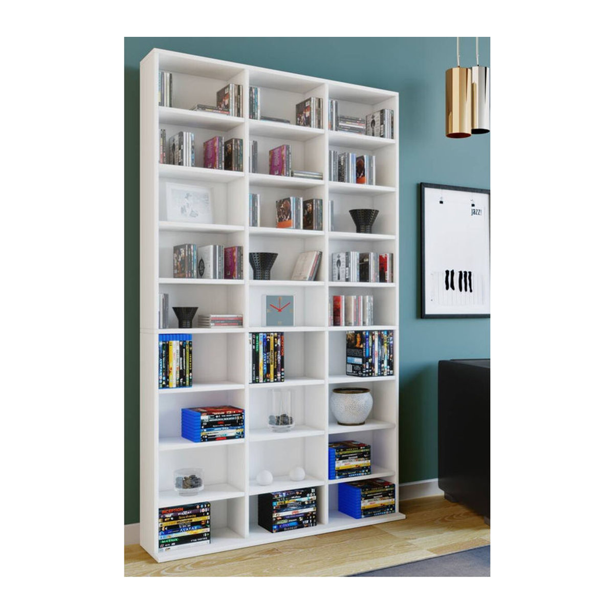 VCM Megosa XL Holzregal weiß, freistehendes Bücherregal für CDs und DVDs, B/T/H: 102 x 23 x 181 cm - Bild 5