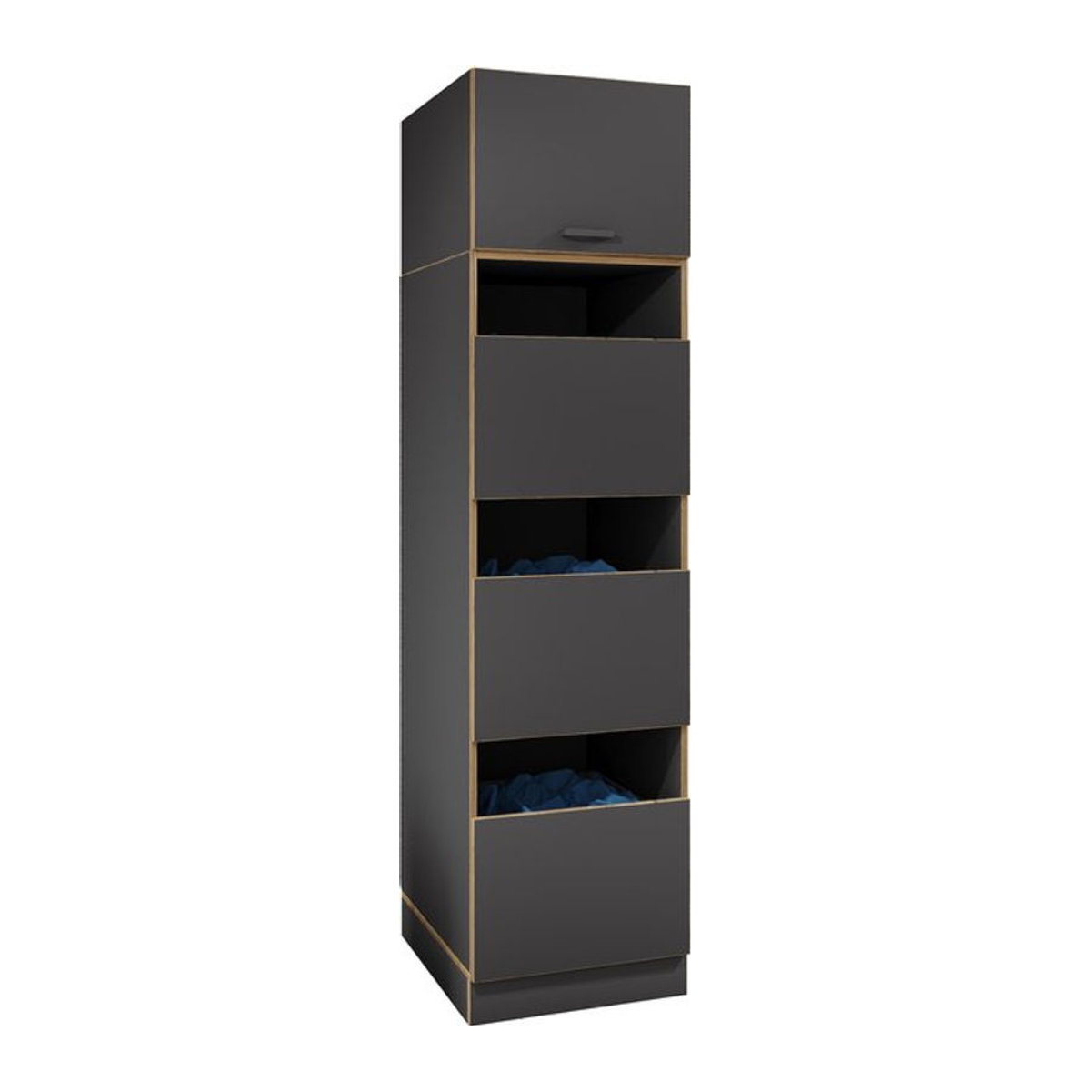 VCM Mehrzweck-Wäscheschrank Rislo SD XXL in Anthrazit mit 4 Fächern und Drehtüren, Modern, H x B x T: 200 x 50 x 60 cm - Bild 1