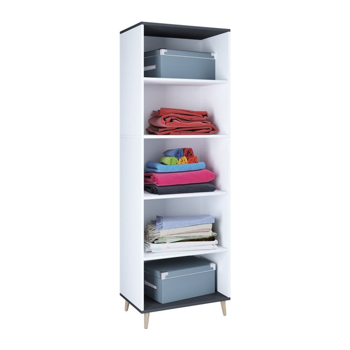 VCM Mehrzweckschrank Landos als Schuhregal mit 5 Fächern in Schwarz/Weiß, H x B x T: 240 x 70 x 39 cm - Bild 1