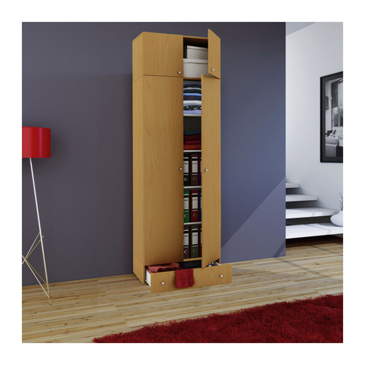 VCM Mehrzweckschrank Vandol I in Braun und Buche aus Holzwerkstoff, B/H/T: 39 x 238 x 70 cm - Bild 2