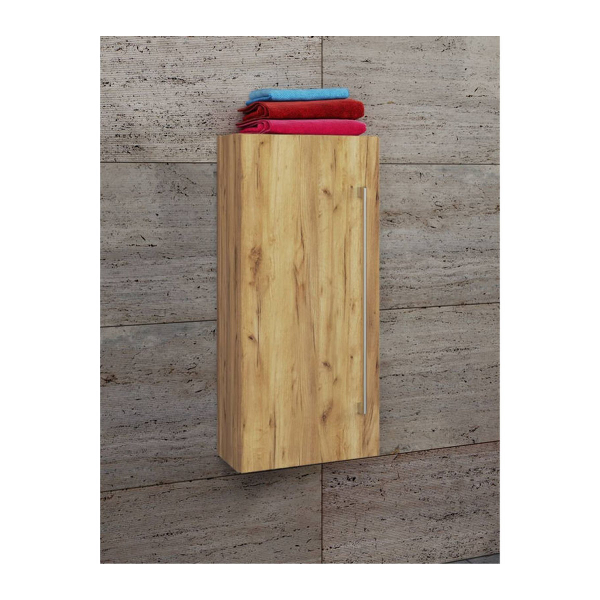 VCM Midischrank Badinos Badezimmerschrank Eiche Honig mit Alu Optik B/H/T: 33 x 75 x 22 cm - Bild 4