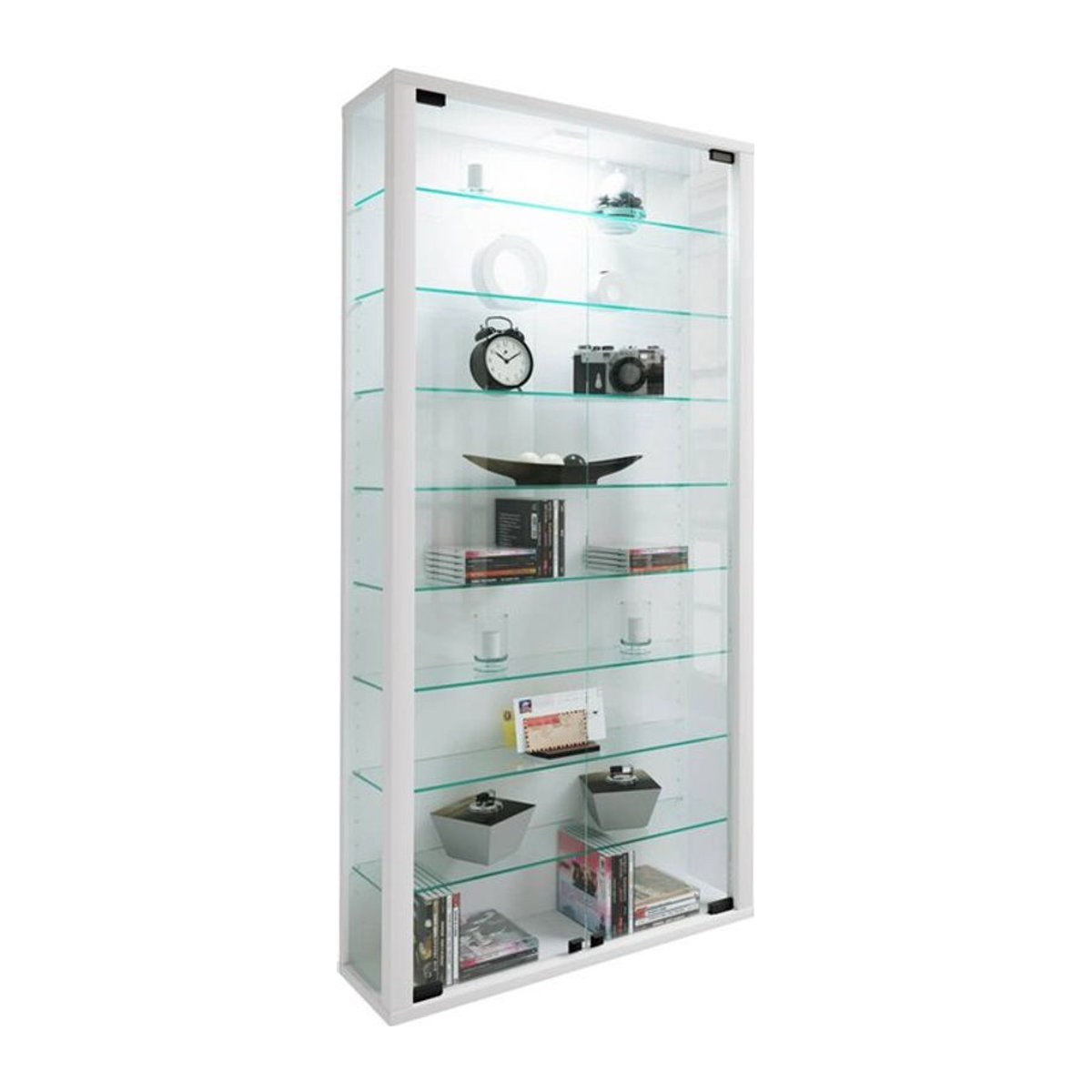 VCM Möbel Hängevitrine Vitrosa Maxi in Weiß mit LED-Beleuchtung, Glas und Holzwerkstoff, B/H/T: 59 x 113 x 18 cm - Bild 1