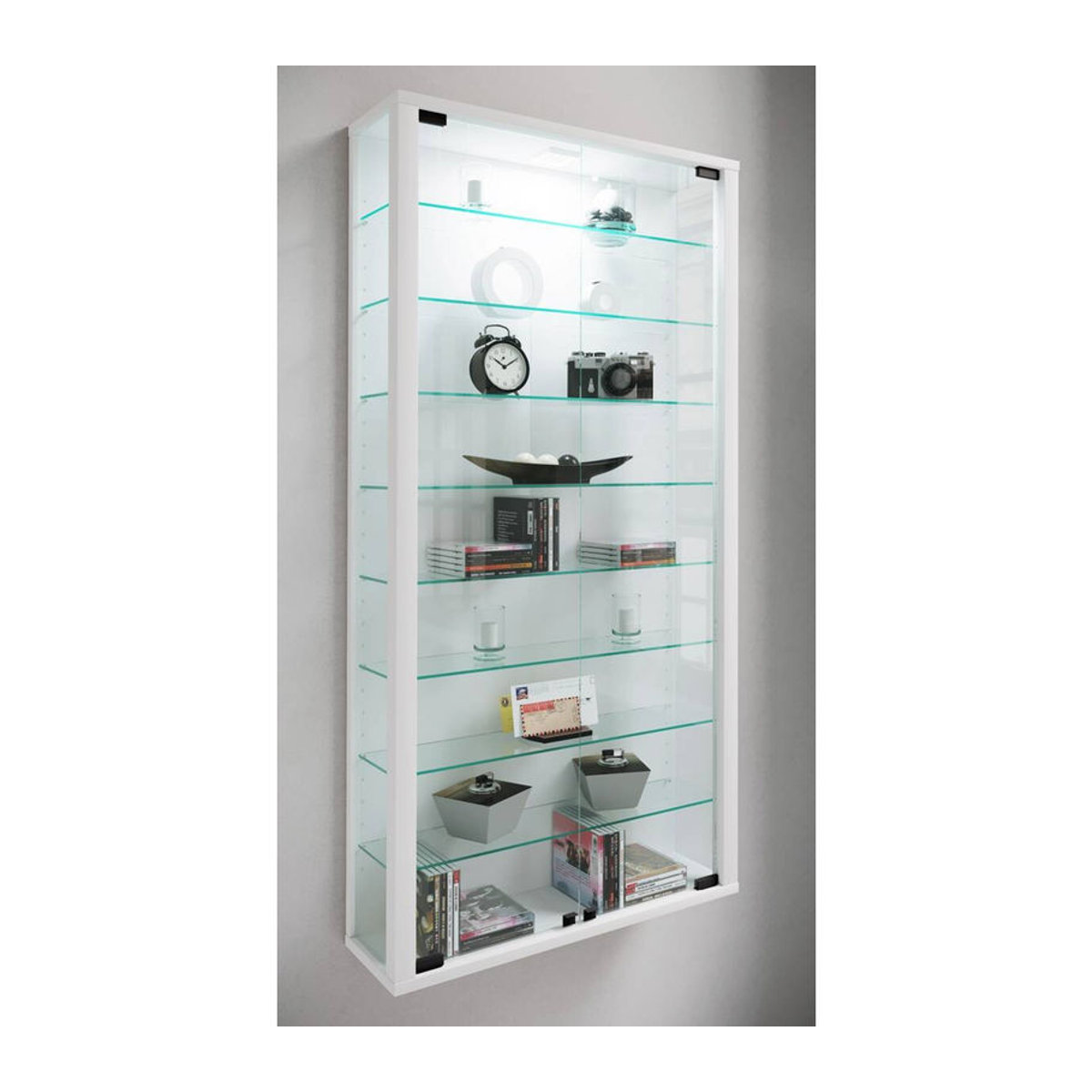 VCM Möbel Hängevitrine Vitrosa Maxi in Weiß mit LED-Beleuchtung, Glas und Holzwerkstoff, B/H/T: 59 x 113 x 18 cm - Bild 2