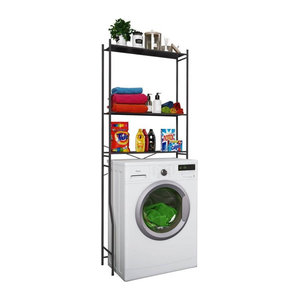 VCM Möbel Waschmaschinenschrank Tubas Badezimmerschrank aus Metall in Schwarz B/H/T: 64 x 160 x 25 cm