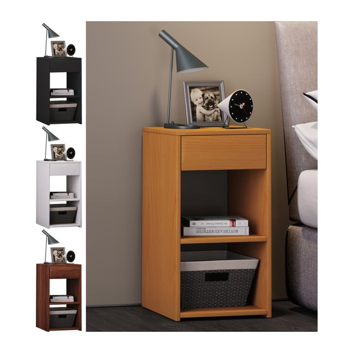 VCM Nachtschrank Sledo Maxi in Natur Braun, moderner Beistelltisch aus Holzwerkstoff, H x B x T: 65 x 35 x 35 cm - Bild 1