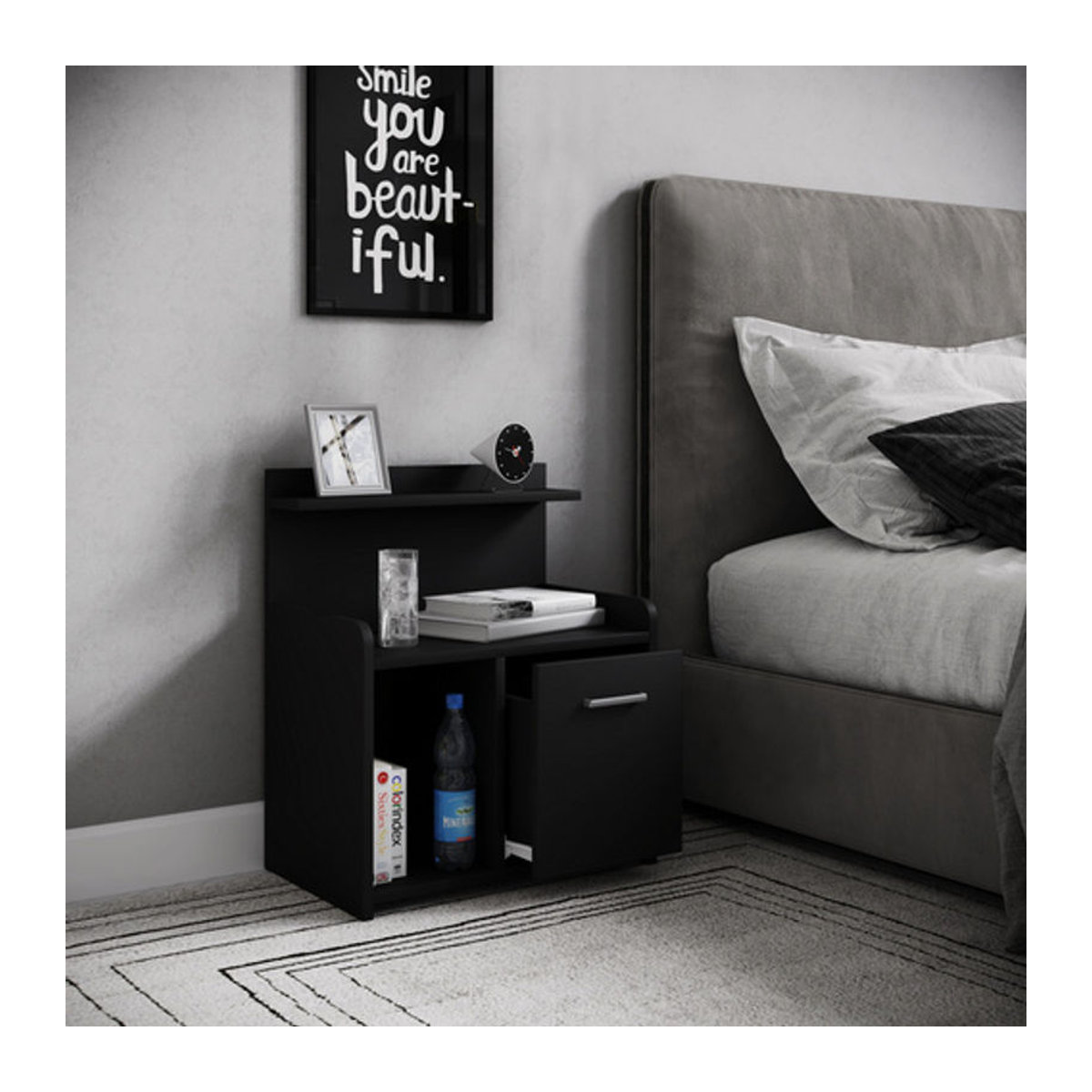 VCM Nachttisch Nilasa Modern Schwarz B/H/T: 29 x 60 x 47 cm - Bild 2