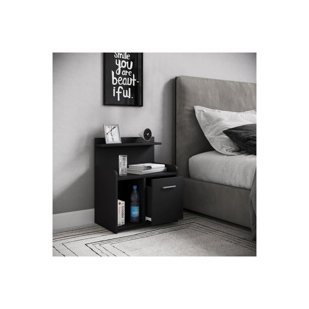 VCM Nachttisch Nilasa Modern Schwarz B/H/T: 29 x 60 x 47 cm - Bild 3