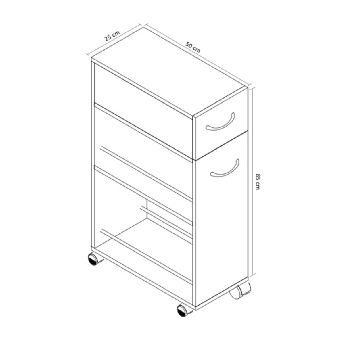 VCM Nischenschrank Tusal in Braun mit Schublade und Drehtüren, H x B x T: 85 x 25 x 50 cm - Bild 3