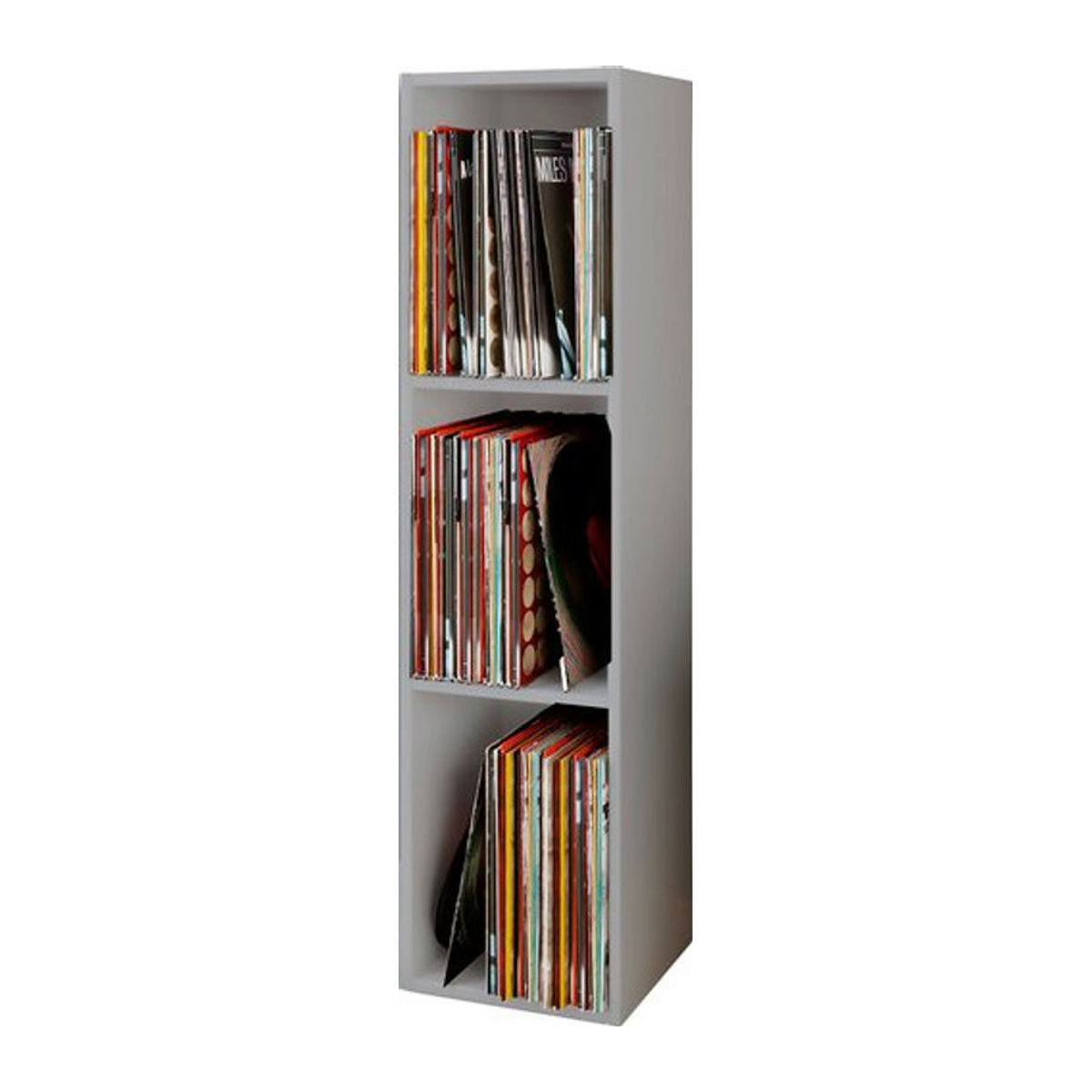 VCM Platto Schallplatten Regal aus Holzwerkstoff, grau, B: 34 cm, H: 107 cm, T: 30 cm - Bild 1