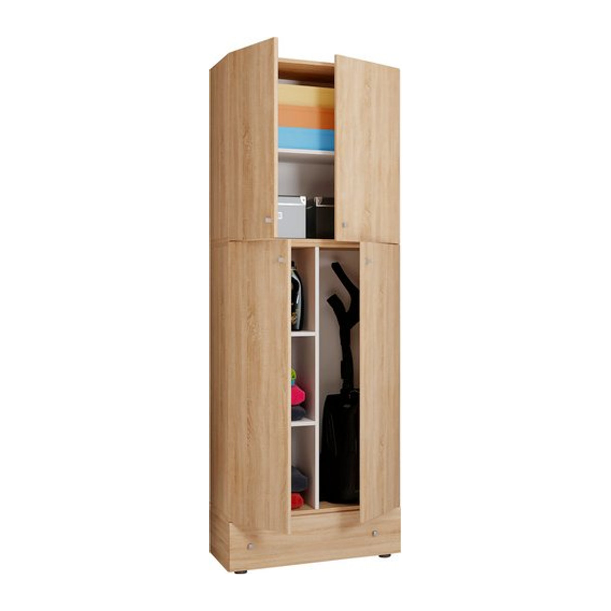VCM Putzschrank Lona aus Holzwerkstoff in Braun oder Weiß, B/T/H: 39 x 70 x 200 cm - Bild 1
