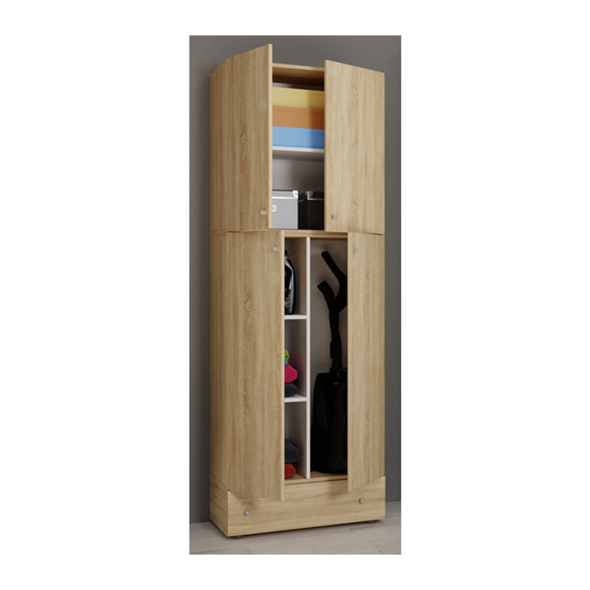 VCM Putzschrank Lona aus Holzwerkstoff in Braun oder Weiß, B/T/H: 39 x 70 x 200 cm - Bild 2