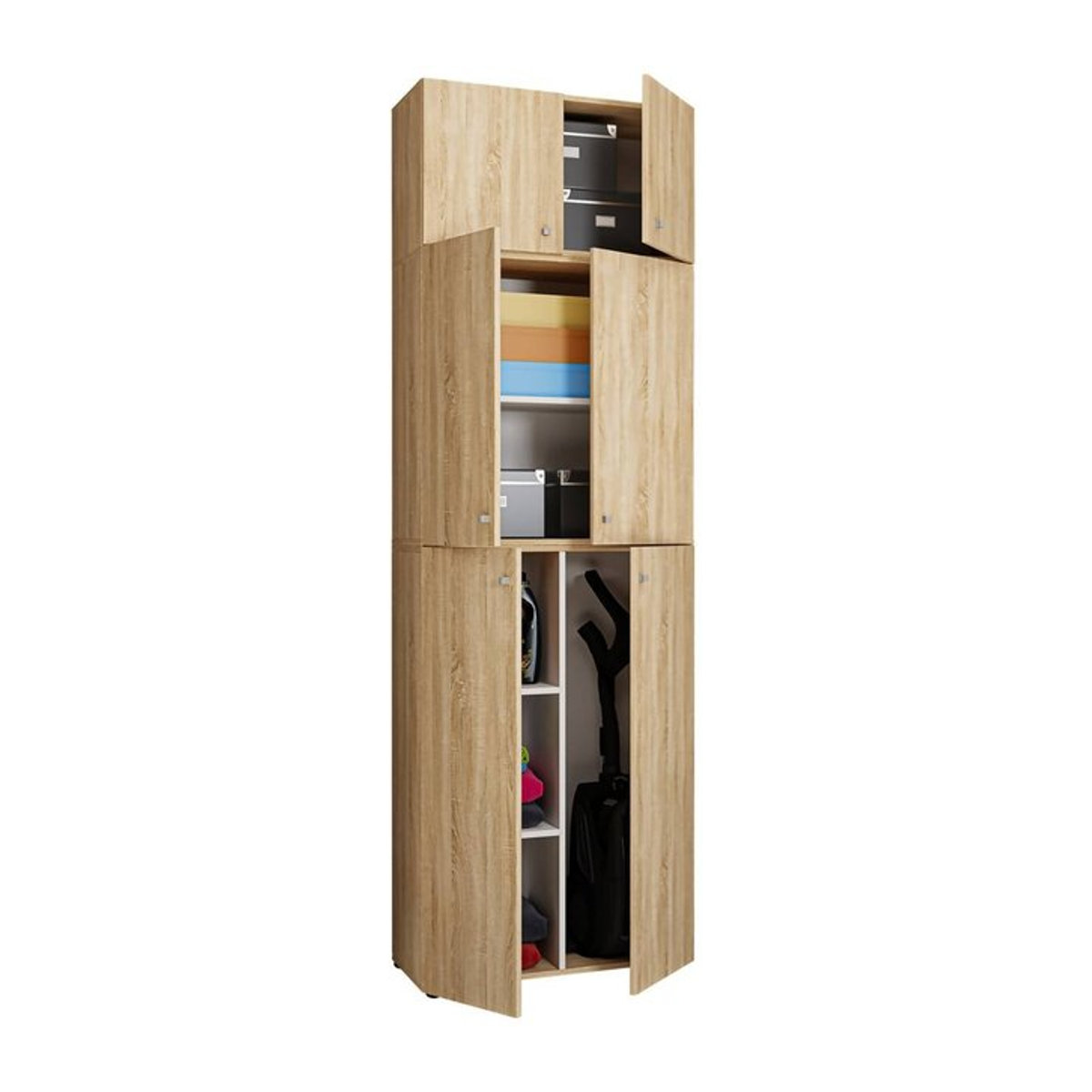 VCM Putzschrank Lona aus Holzwerkstoff in Braun oder Weiß, B/T/H: 39 x 70 x 223 cm - Bild 3