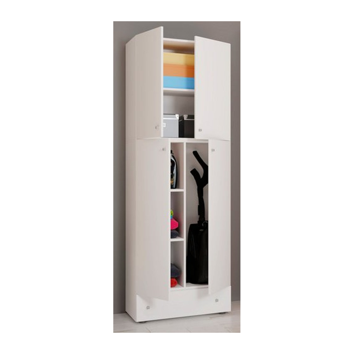 VCM Putzschrank Lona in Weiss mit Auszugsschublade und Schwenktüren, B/T/H: 70 x 39 x 200 cm - Bild 1