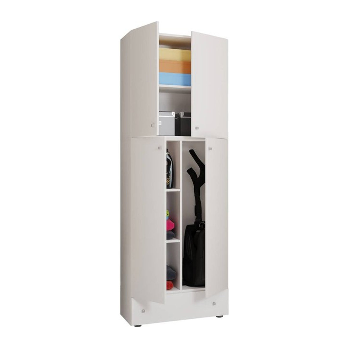 VCM Putzschrank Lona in Weiss mit Auszugsschublade und Schwenktüren, B/T/H: 70 x 39 x 200 cm - Bild 2