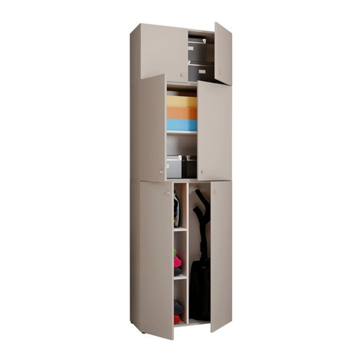 VCM Putzschrank Lona modern in Grau und Weiß aus Holzwerkstoff, B/T/H: 70 x 39 x 223 cm - Bild 1