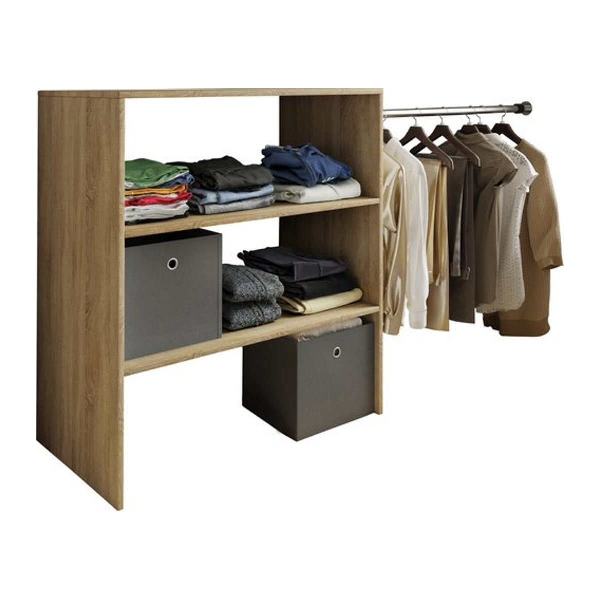 VCM Regal Dacho Regalsystem aus Holzwerkstoff und Metall in Eiche Natur Braun, B/H/T: 50 x 100 x 50 cm - Bild 1