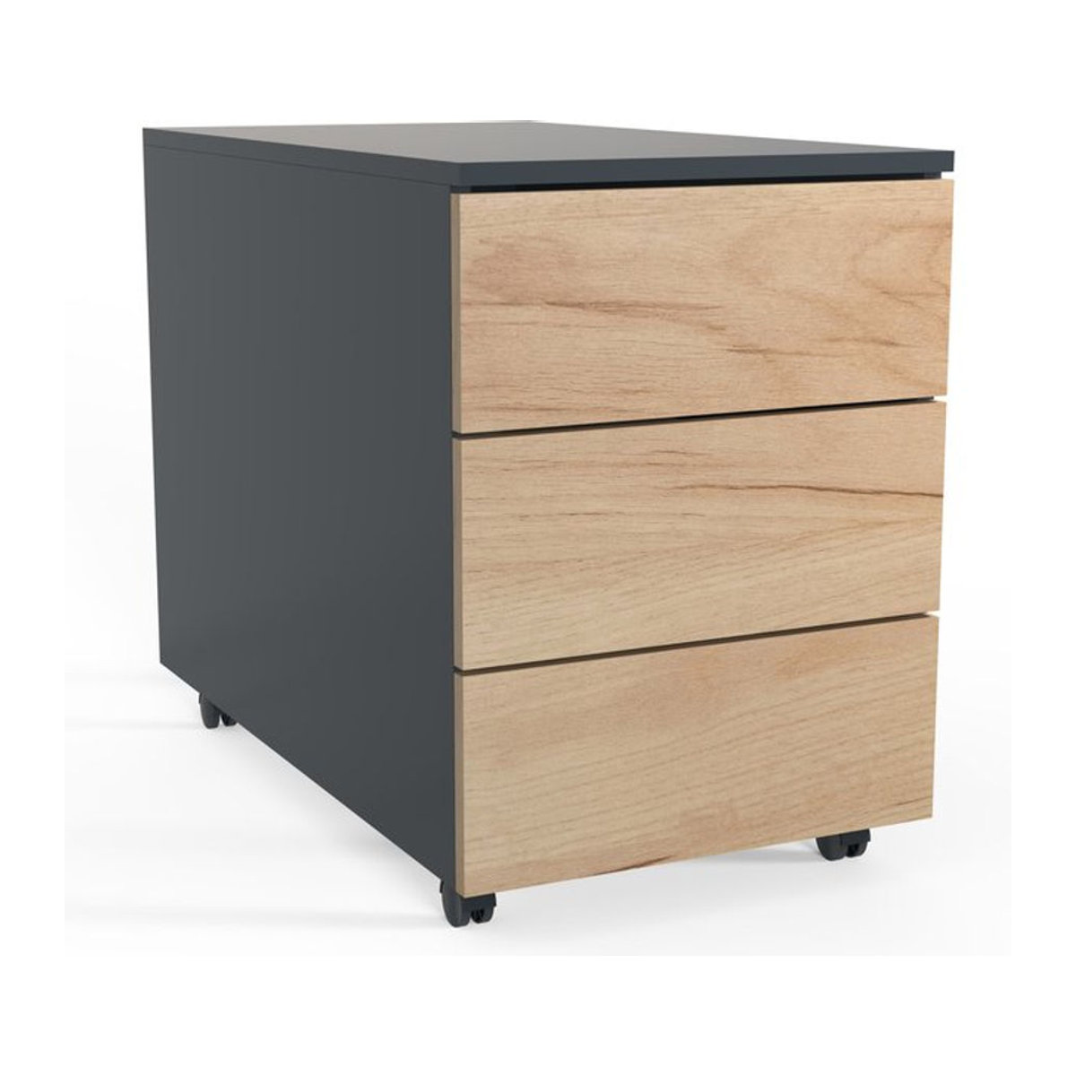 VCM Rollcontainer Dalosa mit 3 Schubladen aus Holz, Anthrazit/Honig-Eiche, B: 39 cm, T: 70 cm, H: 55 cm - Bild 4