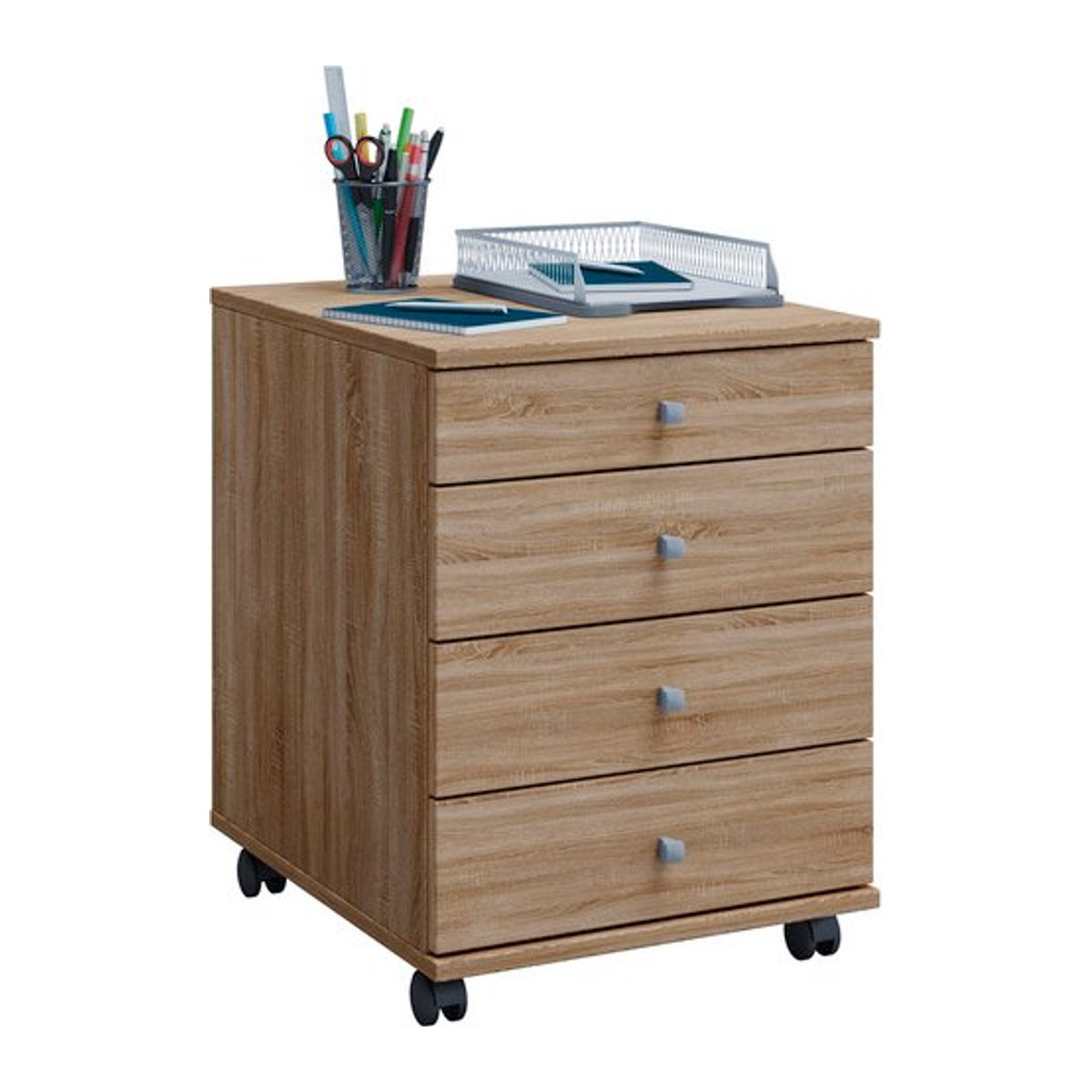 VCM Rollcontainer Lona Mini in Braun mit 4 Schubfächern, B/T/H: 42 x 50 x 57 cm - Bild 1
