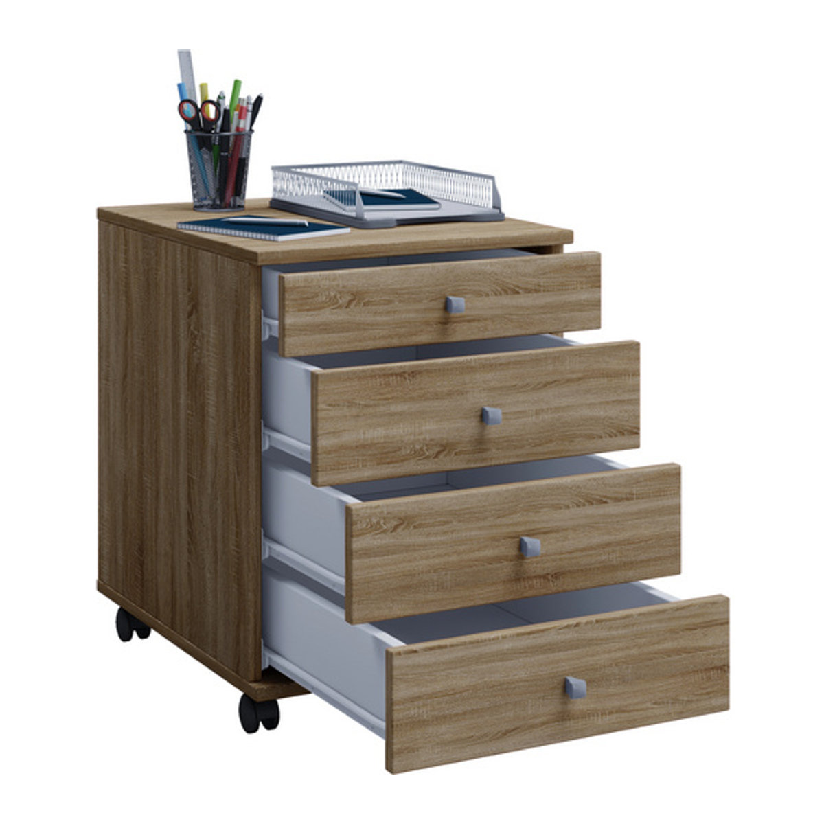 VCM Rollcontainer Lona Mini in Braun mit 4 Schubfächern, B/T/H: 42 x 50 x 57 cm - Bild 2