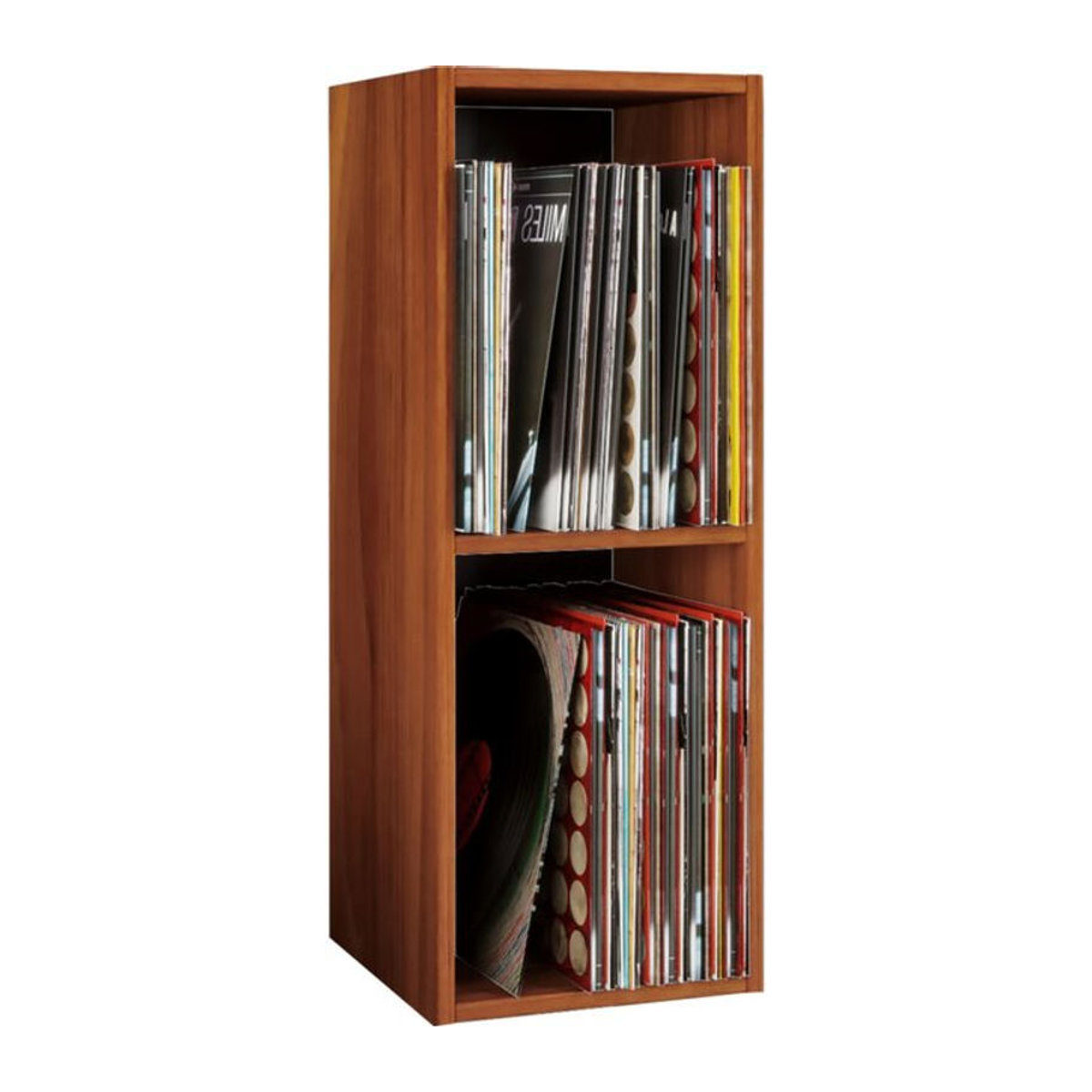 VCM Schallplattenregal aus Holz in Nussbaum mit 2 Fächern, H x B x T: 72 x 34 x 30 cm - Bild 1