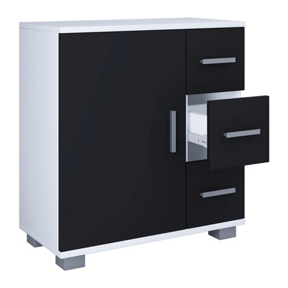VCM Schrank Zalo in Schwarz/Weiß aus Holzwerkstoff mit Drehtüren, B/H/T: 60 x 65 x 30 cm - Bild 1