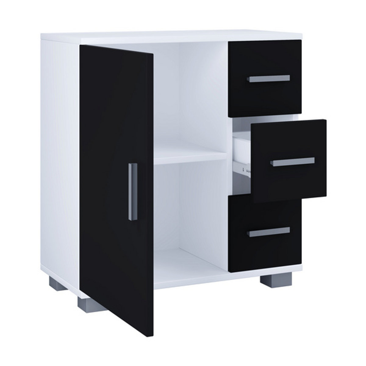 VCM Schrank Zalo in Schwarz/Weiß aus Holzwerkstoff mit Drehtüren, B/H/T: 60 x 65 x 30 cm - Bild 2